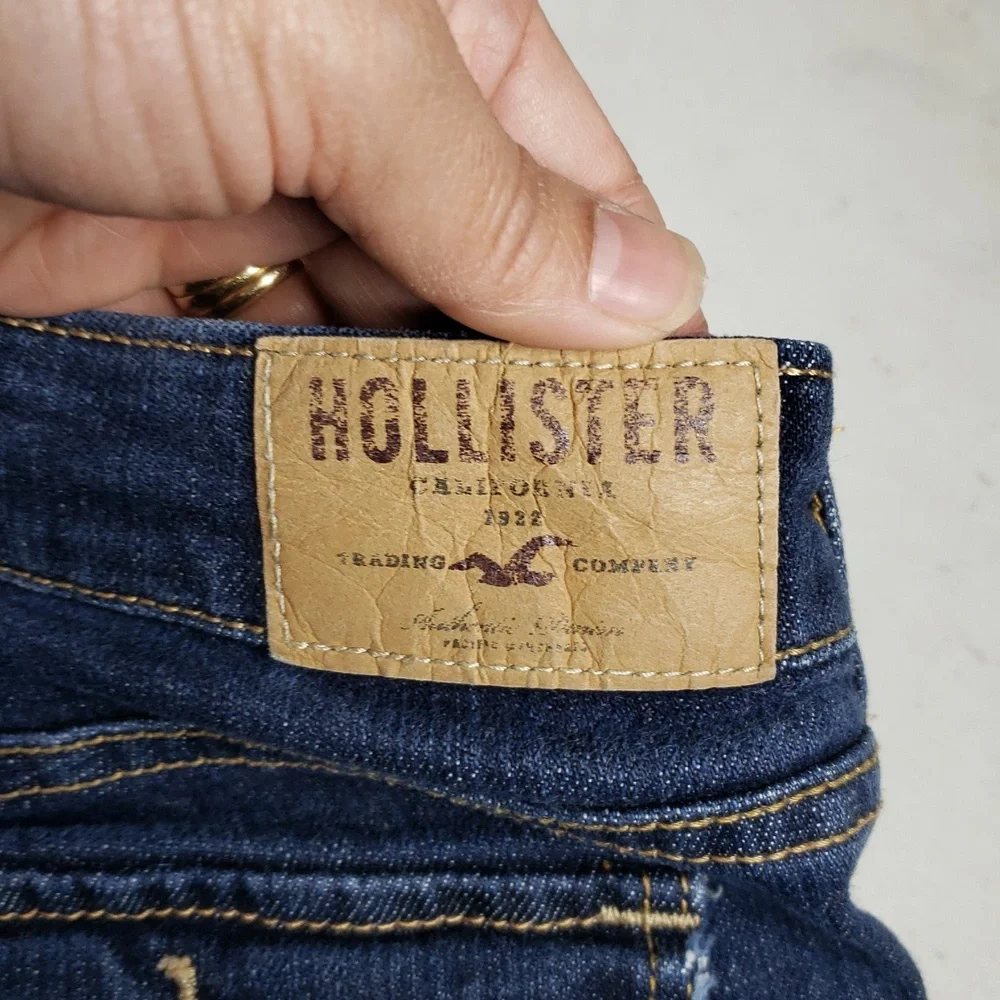 Hollister Womens Cotton Capri Roll Tab Hem Jeans Size 27 Denim Blue Y2K Low Rise